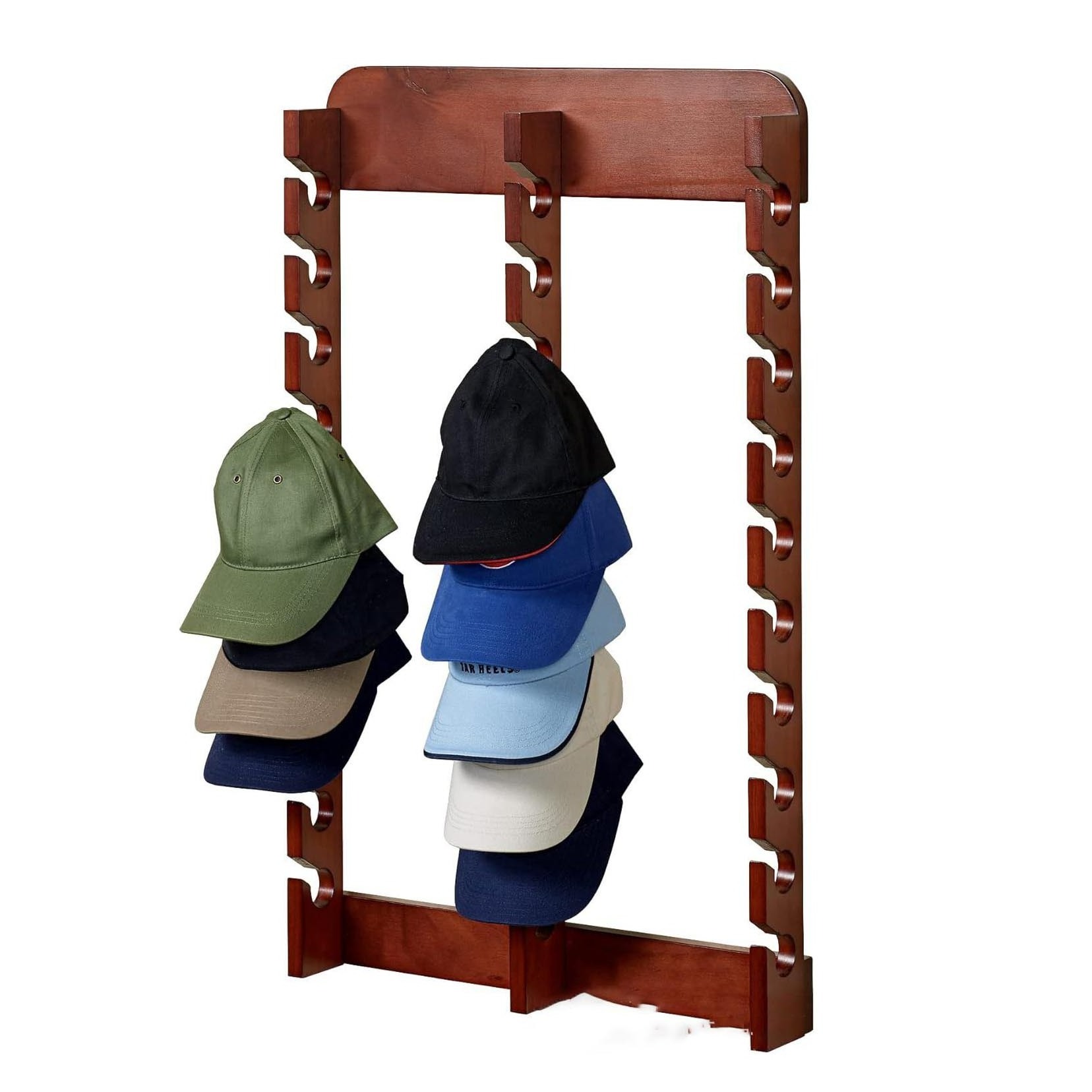 DS3019 Class Racks for Hats Organizer Class Wooden Ball Cap Display Wall Rack Hat Holder Caps Display Rack for Closet