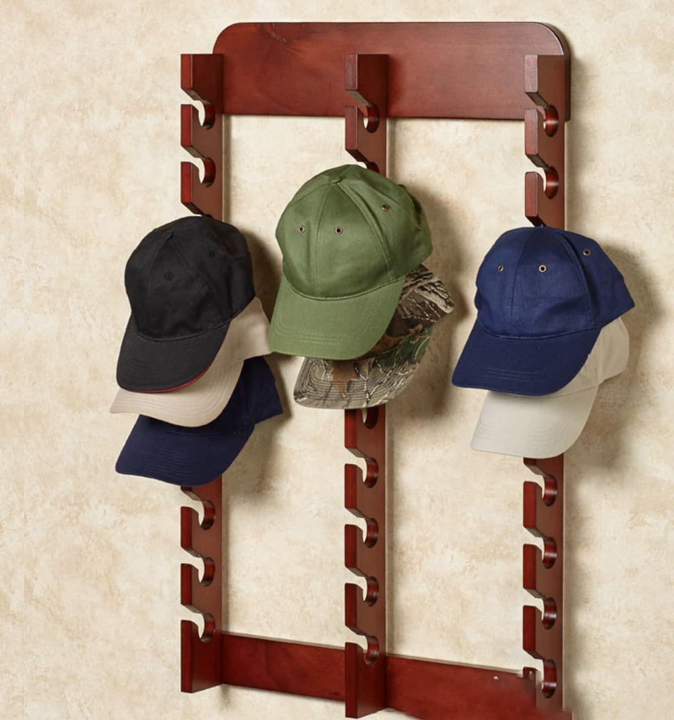 DS3019 Class Racks for Hats Organizer Class Wooden Ball Cap Display Wall Rack Hat Holder Caps Display Rack for Closet