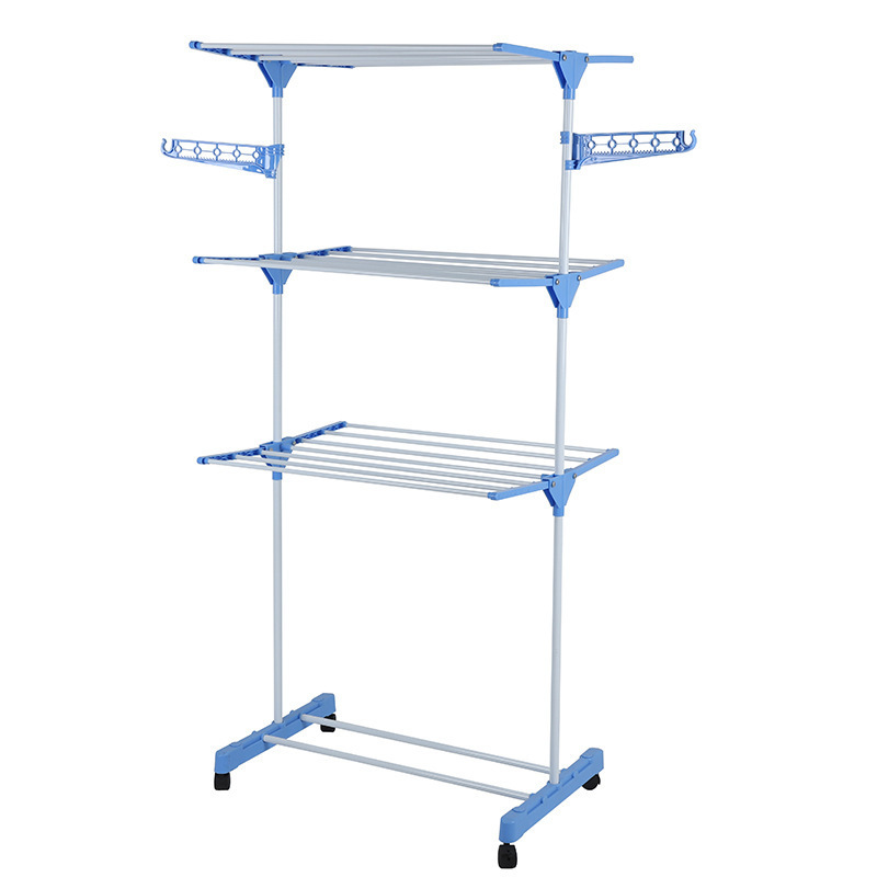 DS2517  Laundry Hanger Dryer Rack Indoor Outdoor Laundry Drying Rack with Two Side Wings 3 Tiers Foldable Clothes Drying Rack