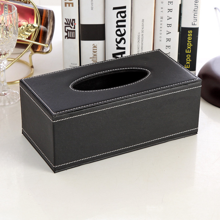 DS2938 Home Office Car Tissue Box Cover Decorative Container Napkin Facial Tissues Dispenser PU Leather Tissue Box Holder