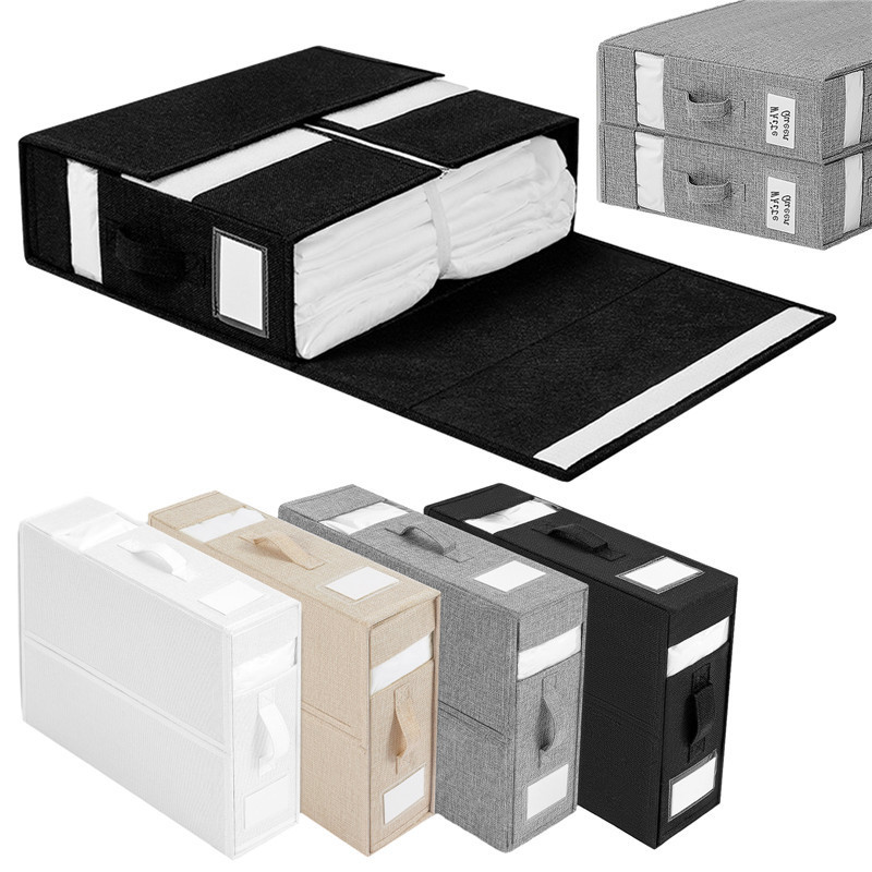 DS2426 Foldable Bedding Organizer Bed Sheet Organizer For Linen Closet Foldable Storage Box Foldable Sheet Set Organizer