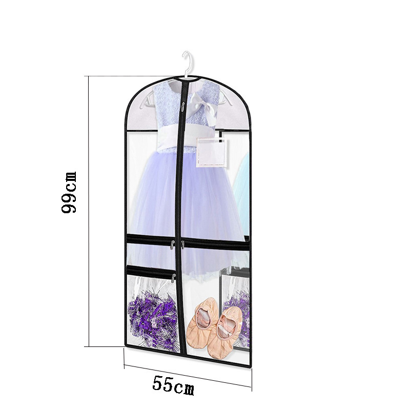 DS2739 Clear PVC Hanging Suits Dress Cover Wardrobe Clothes Bag for Dance Garment Bags for Kids Waterproof Hanging Garment Bag