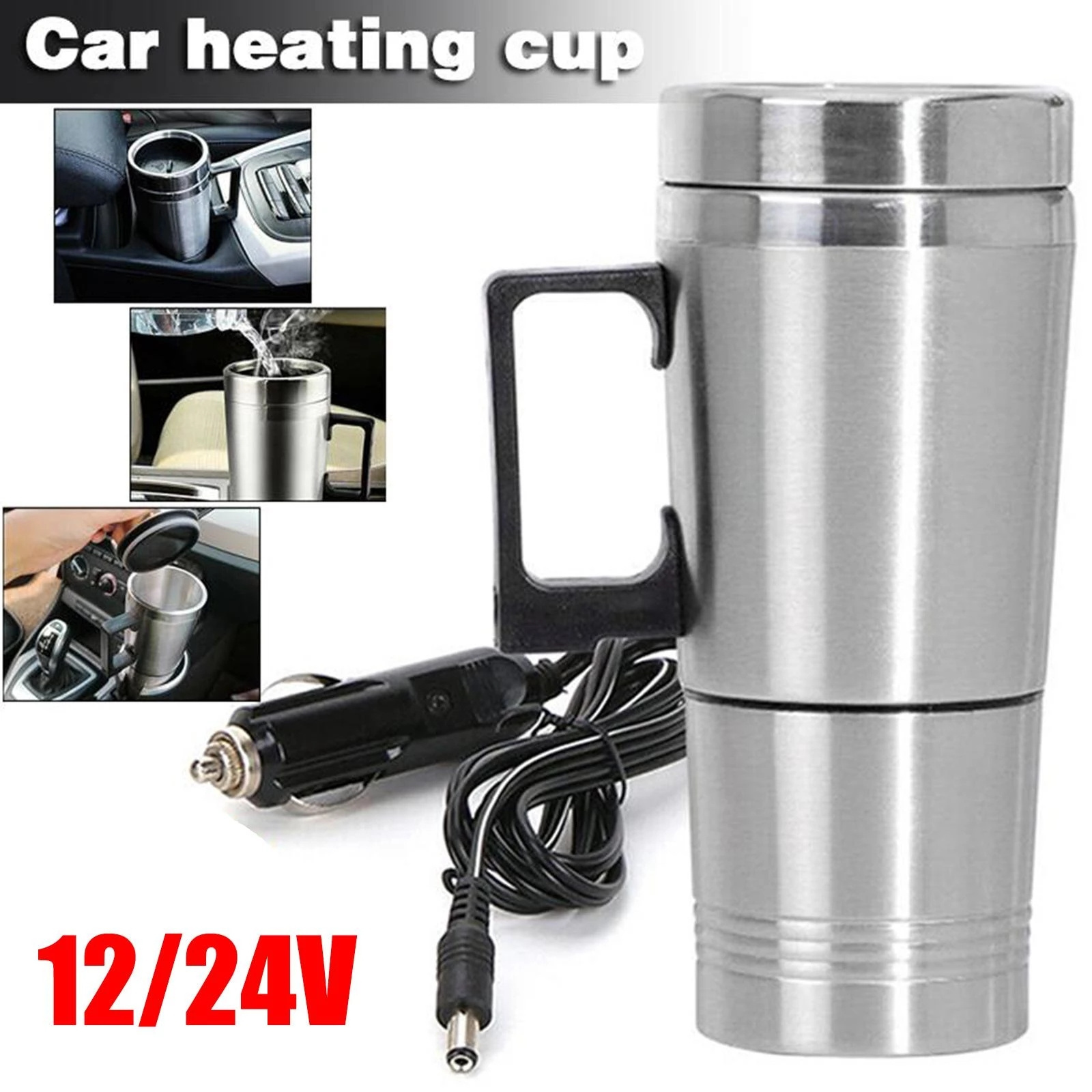 DS1294 12V/24V 12/24V Wlectric Kettle Coffee Tea Boiling Heated Mug Water Heater Stainless Electric Heating Cup Car Heating Cup