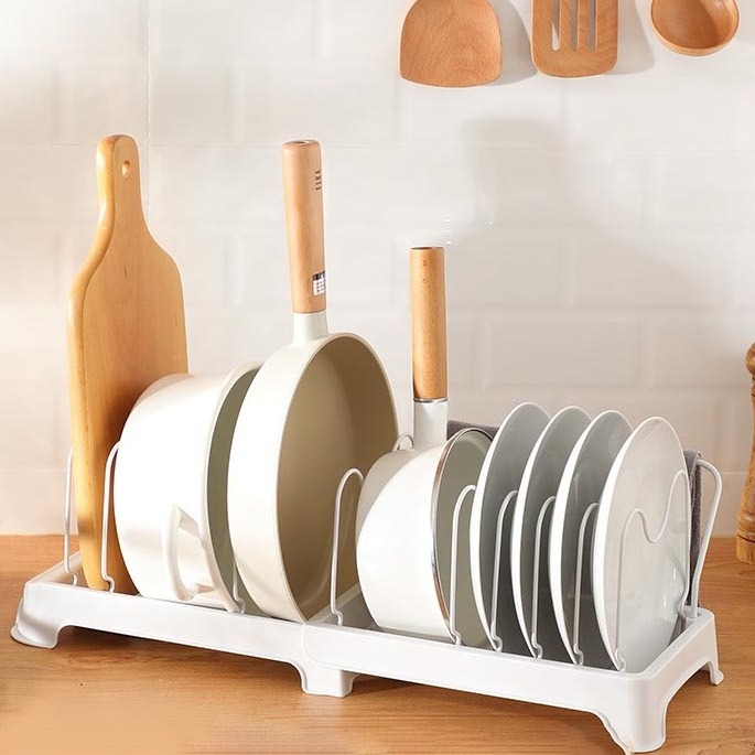 DS3534 Dish Rack Plate Organizer for Cabinet Dish Drainer Tray for Cutlery Caddy Extendable Dish Drying Rack for Kitchen Counter