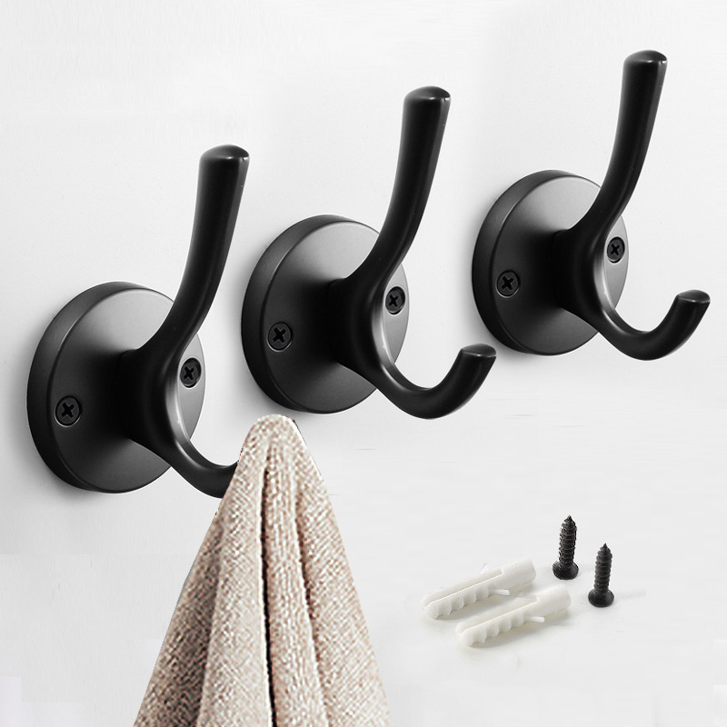 QL571 Household Aluminum Alloy Storage Organizer Clothing Hat Bag Hook Wall -mounted Metal Storage Rack