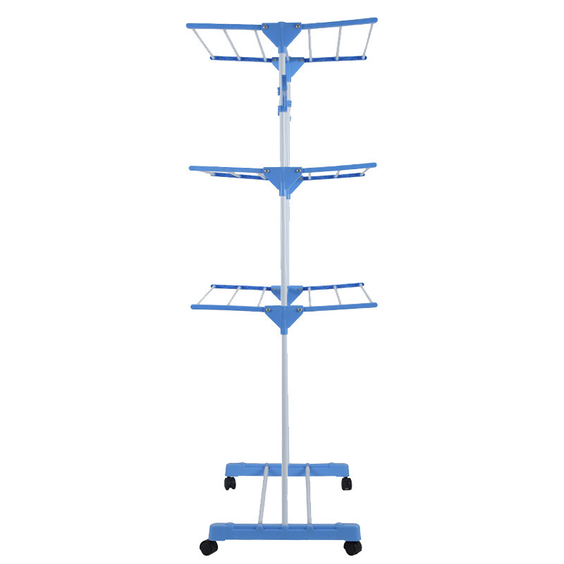 DS2517  Laundry Hanger Dryer Rack Indoor Outdoor Laundry Drying Rack with Two Side Wings 3 Tiers Foldable Clothes Drying Rack