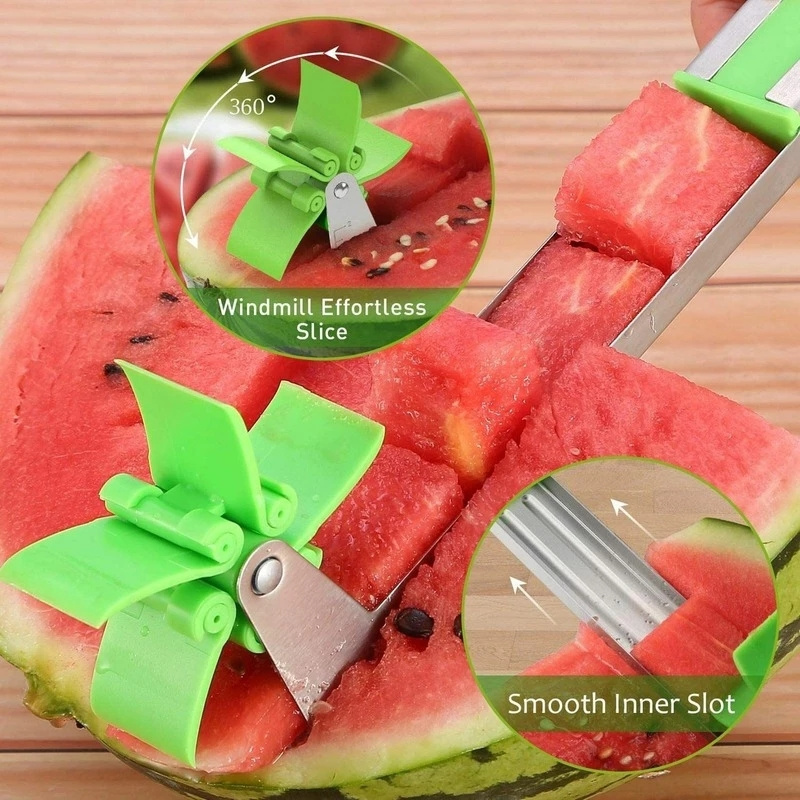 Fruit Watermelon Melon Refreshing Juice Cubes Stainless Steel Plastic Knife Slicer Chopper Tools Windmill Watermelon Cutter