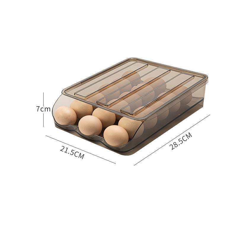 DS1859 Refrigerator Fresh-keeping Box Drawer Egg Fruit Storage Box Fridge Organizer Shelf Drawer Automatic Rolling Egg Box