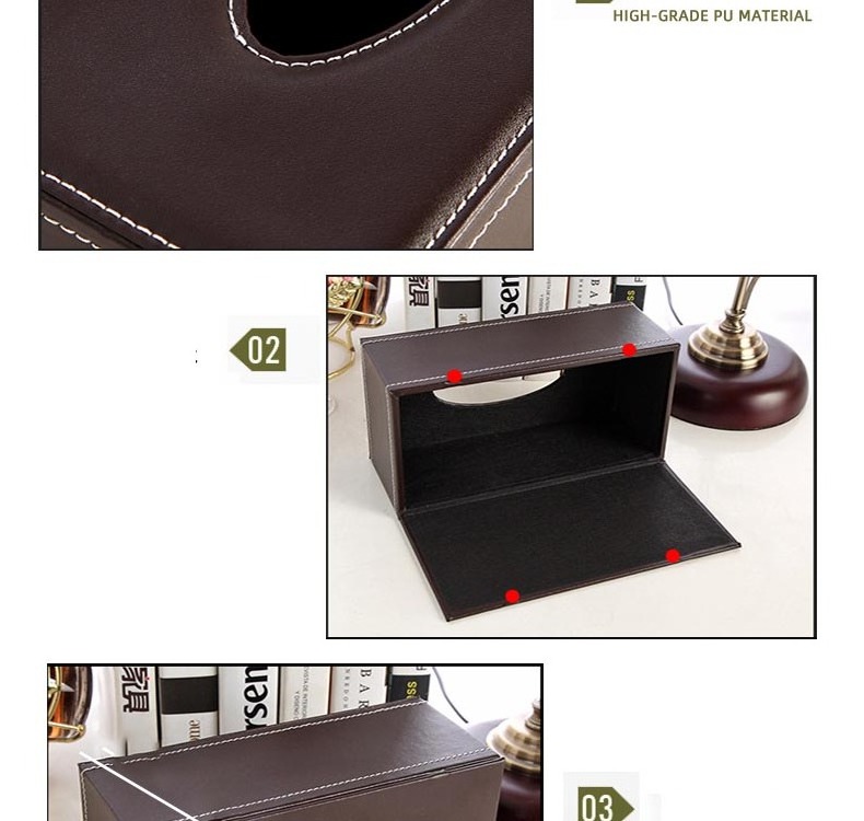 DS2938 Home Office Car Tissue Box Cover Decorative Container Napkin Facial Tissues Dispenser PU Leather Tissue Box Holder