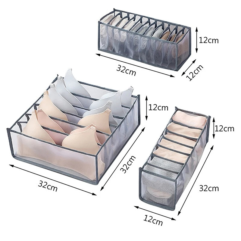 A2820 Factory Nylon Clothes Drawer Storage Bag Divider Closet Organizer Foldable Mesh Underwear Bra Socks Storage Box