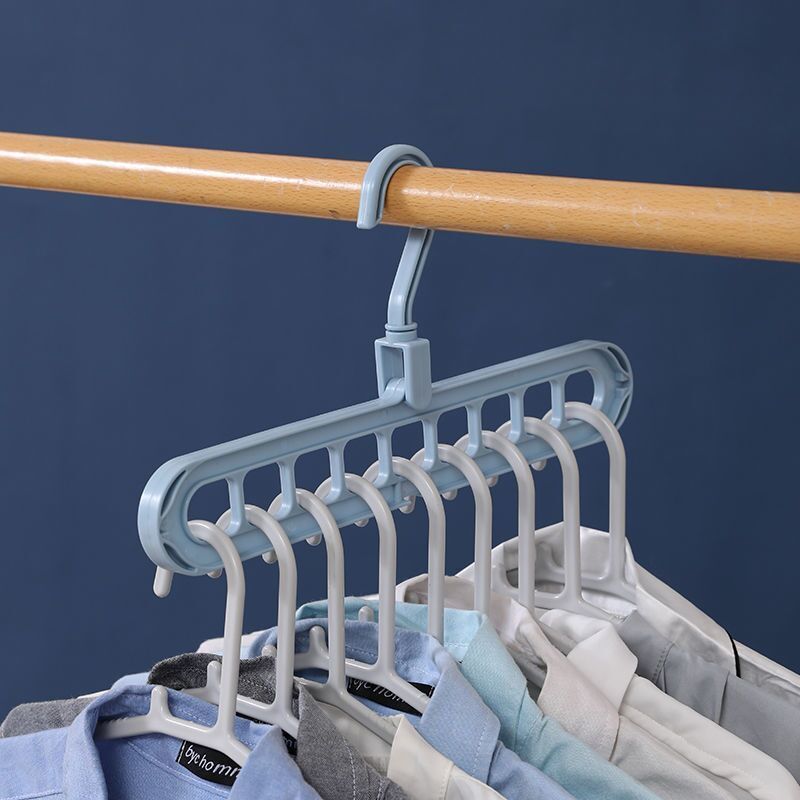 TXL479 Multifunction Creative Clothes Hanger Racks 9 Hole Towel Hook Closet Organizer Plastic Hangers Storage Rack