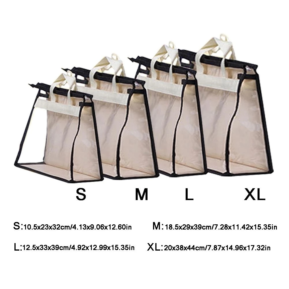 DS1252 Pvc Handbag Dust Bags Clear Purse Storage Organizer for Closet Hanging Zipper Storage Bag for Handbag Storage Case