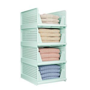 DS3529 Foldable Closet Organizers Stackable Storage Bins Shelf Baskets Plastic Drawer Organizer Folding Wardrobe Storage Box