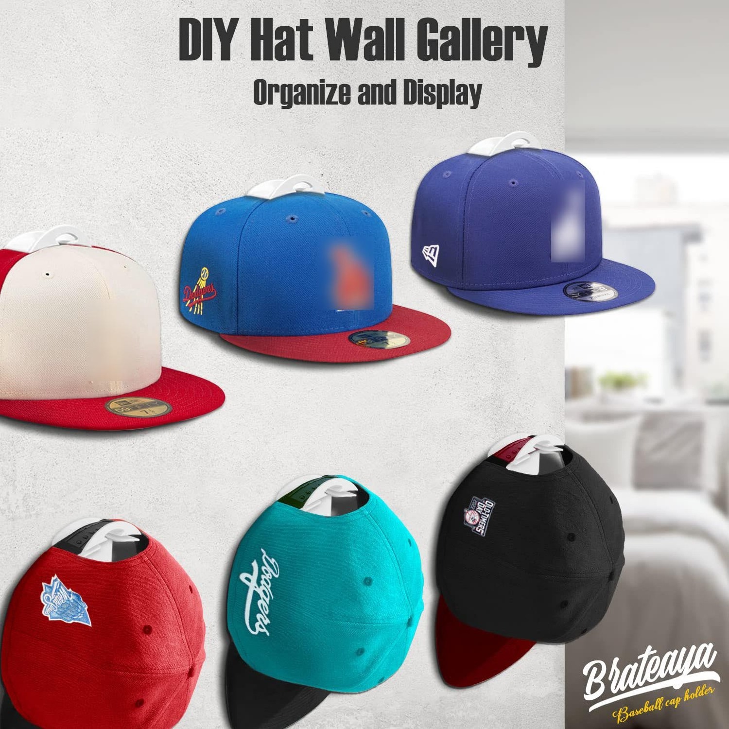 DS3011 No Drilling Hat Organizer For Baseball Caps Plastic Hat Display Rack Hanger for Home Decor Adhesive Hat Hooks for Wall