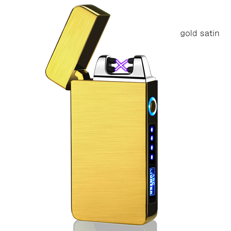 AA611 Customize Logo Boyfriend Gift Double Arc Windproof Cigarette Lighter Portable Electricity Display Usb Charging Lighter