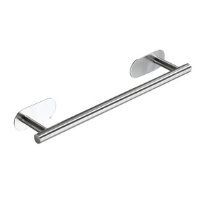 GG446 Bathroom Hardware Accessories Adhesive No Drilling Clothes Towel Bar Holder Single Pole Stainless Steel Tub Wall Rack