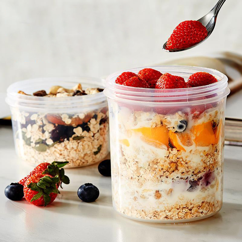 DS1919 Large Portable Cereal and Milk Container Breakfast Yogurt Portable Cups Double Layer Overnight Oats Container