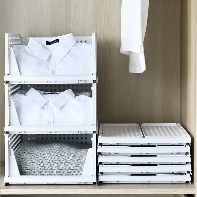 DS3575 Wardrobe Closet Storage Drawers Plastic Drawer Basket Stackable Storage Bins Folding Closet Organizers Storage Box