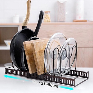 DS3544 Kitchen Cabinet  Cutting Board Pot Lid Organizer Holder with Adjustable Dividers Expandable Pot and Pan Organizer Rack