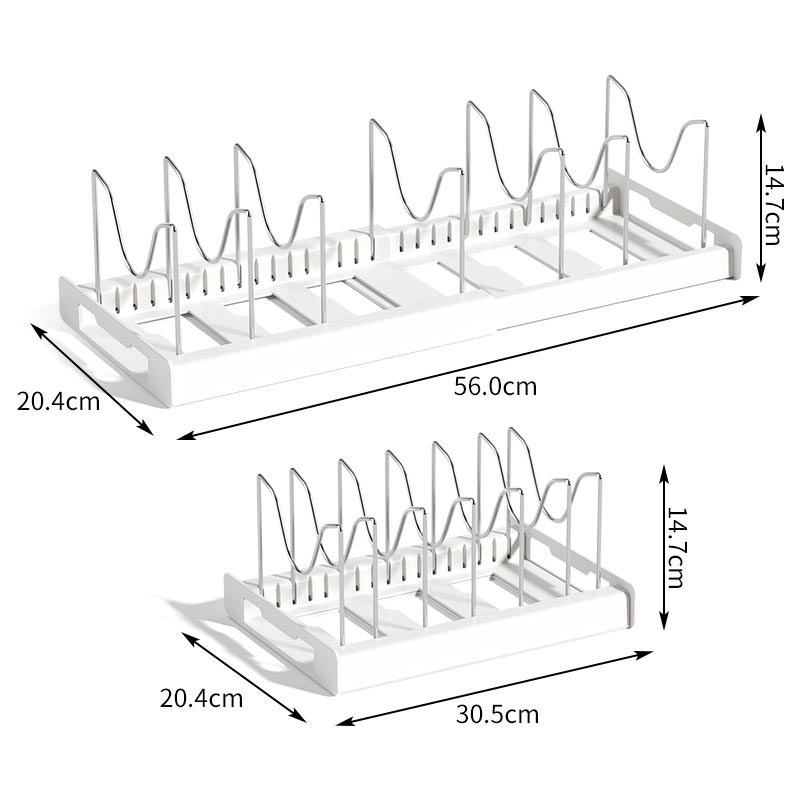 DS3546 Kitchen Pantry Bakeware Organizer Dish Rack Pot Rack Under Cabinet Pot Lid Holder Expandable Pan Organizer for Cabinet