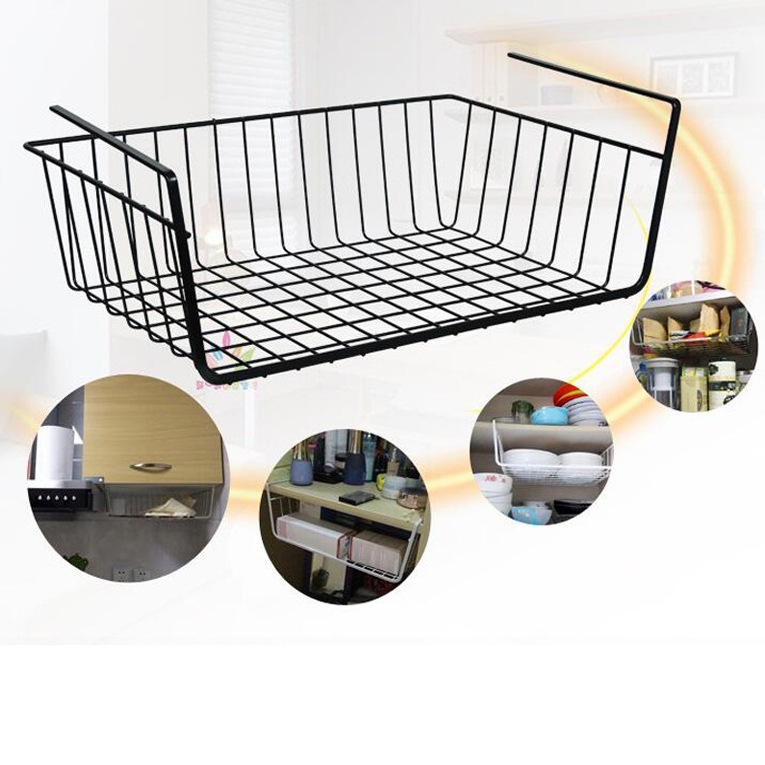 GG160 Home Bedroom Wardrobe Compartment Layered Storage Organizer Iron Cabinet Under Shelf Hanging Baskets