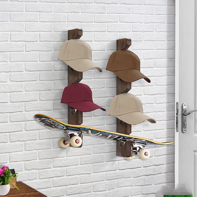 DS3015 Wall-Mounted Caps Display for Closet Door Laundry Wooden Hat Holder Hat Rack for Wall Baseball Cap Organizer Hanger