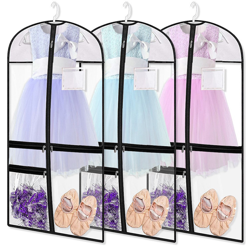 DS2739 Clear PVC Hanging Suits Dress Cover Wardrobe Clothes Bag for Dance Garment Bags for Kids Waterproof Hanging Garment Bag