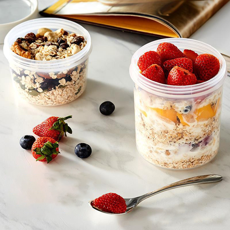 DS1919 Large Portable Cereal and Milk Container Breakfast Yogurt Portable Cups Double Layer Overnight Oats Container