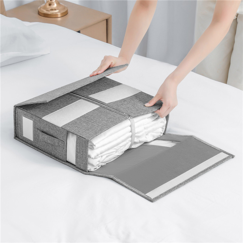 DS2426 Foldable Bedding Organizer Bed Sheet Organizer For Linen Closet Foldable Storage Box Foldable Sheet Set Organizer