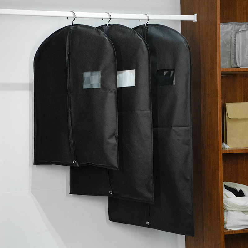 DS2802 Dress Bag Coats Suit Cover for Closet Storage and Travel with Clear Window Non-woven Garment Bags for Hanging Clothes