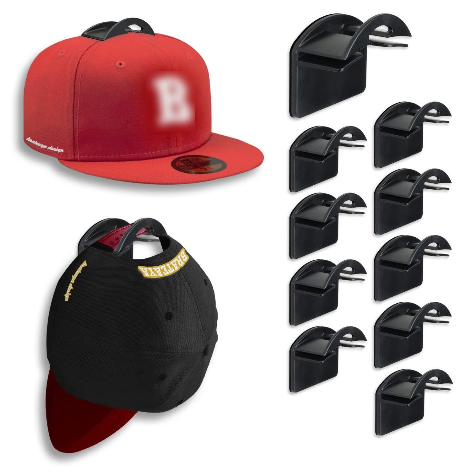 DS3011 No Drilling Hat Organizer For Baseball Caps Plastic Hat Display Rack Hanger for Home Decor Adhesive Hat Hooks for Wall