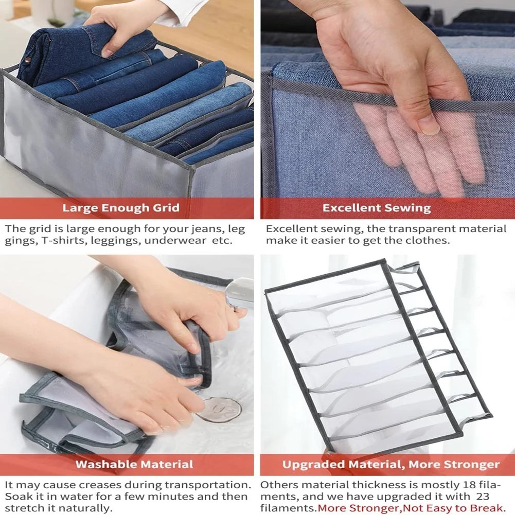 A2820 Factory Nylon Clothes Drawer Storage Bag Divider Closet Organizer Foldable Mesh Underwear Bra Socks Storage Box