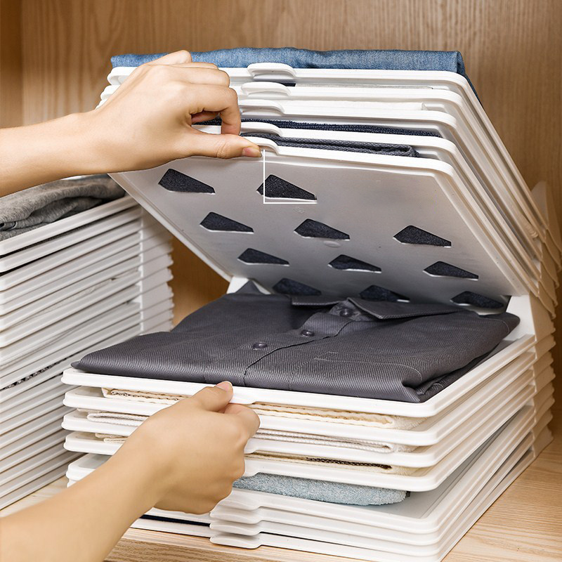 DS2512 Travel Closet Drawer Clothes Stacking Board Storage Artifact Folding Board Closet Organizer and Shirt Folder