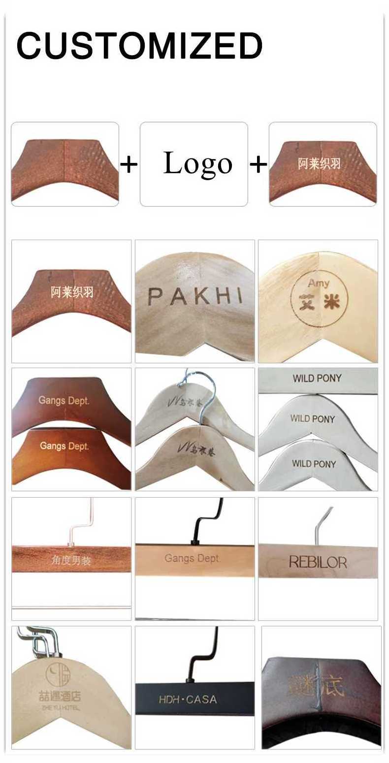 DS1406 Adult No Slip Solid Wooden Hanger Suit Coat Clothes Hangers Custom Laundry Clothes Wood Hangers with Logo