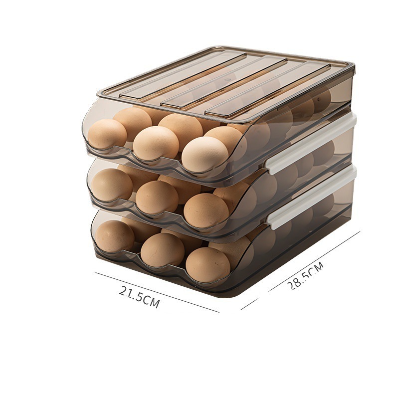 DS1859 Refrigerator Fresh-keeping Box Drawer Egg Fruit Storage Box Fridge Organizer Shelf Drawer Automatic Rolling Egg Box