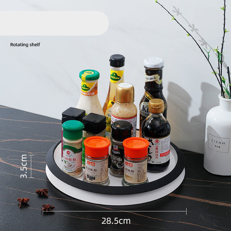 TXL335 Kitchen Cabinet Rotating Spice Rack Spice Jar Seasoning Bottle Organizer Single Double Tier Plastic Cabinet Organizer