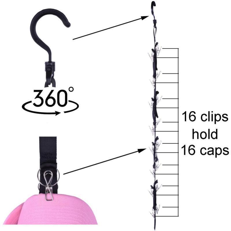 DS3031 Closet Hanging Cap Organizer Baseball Cap Rack Closet Hook Cap Holder Hat Storage Organizer Wall Mount Hat Clips