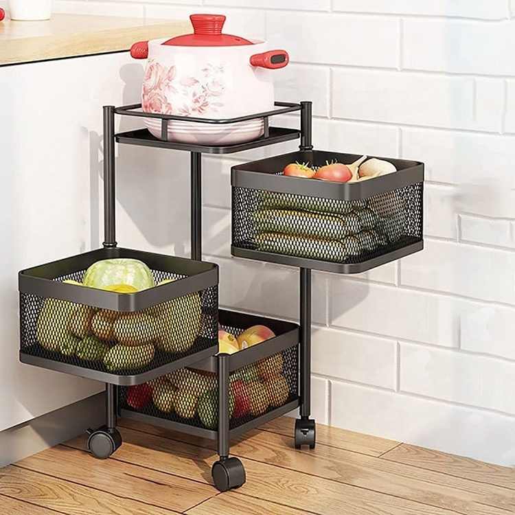 vegetable storage rack rotating rotating kitchen trolley movable multi-layer kitchen storage rack