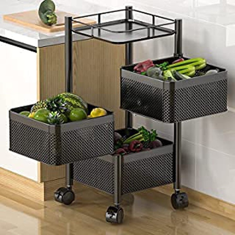 vegetable storage rack rotating rotating kitchen trolley movable multi-layer kitchen storage rack