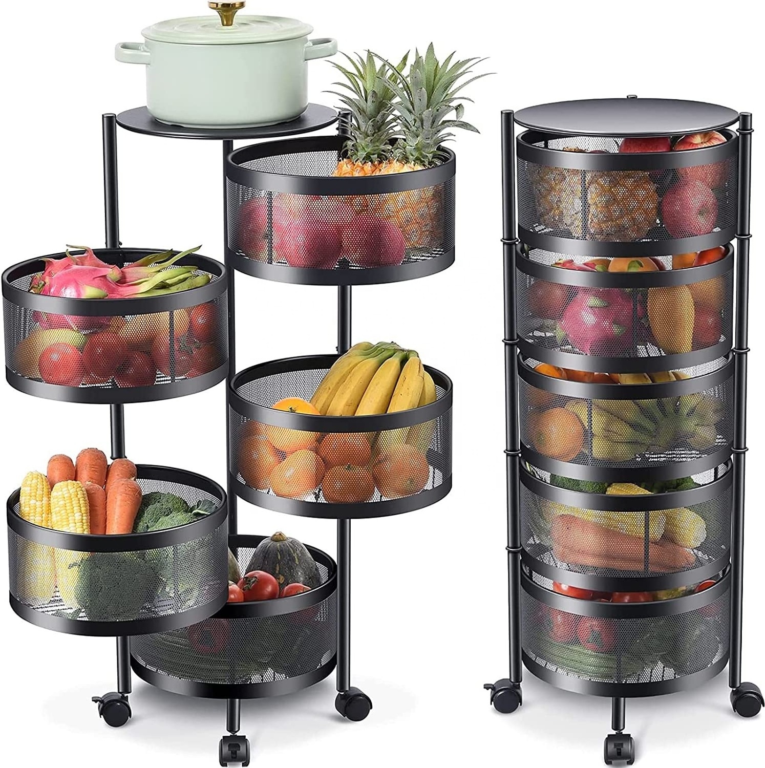 rotating basket rack vegetable storage rack rotating multifunctional rotating storage rack