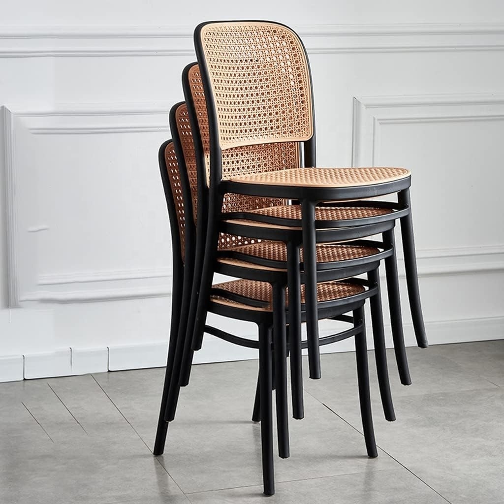 cane design chair furniture modern rattan chair outdoor restaurant cafe bistro dining room plastic chair