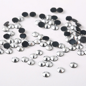 JL wholesale Resin flat back round rhinestone SS6 10 16 20 30 cut hot fix rhinestones with glue in black silver grey gold colour