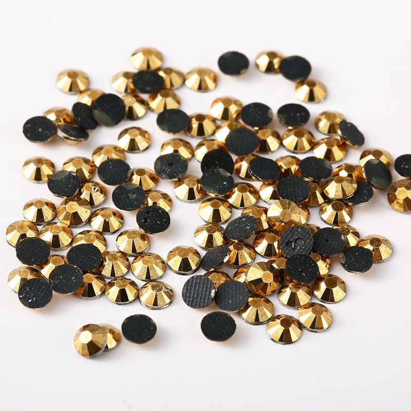 JL wholesale Resin flat back round rhinestone SS6 10 16 20 30 cut hot fix rhinestones with glue in black silver grey gold colour