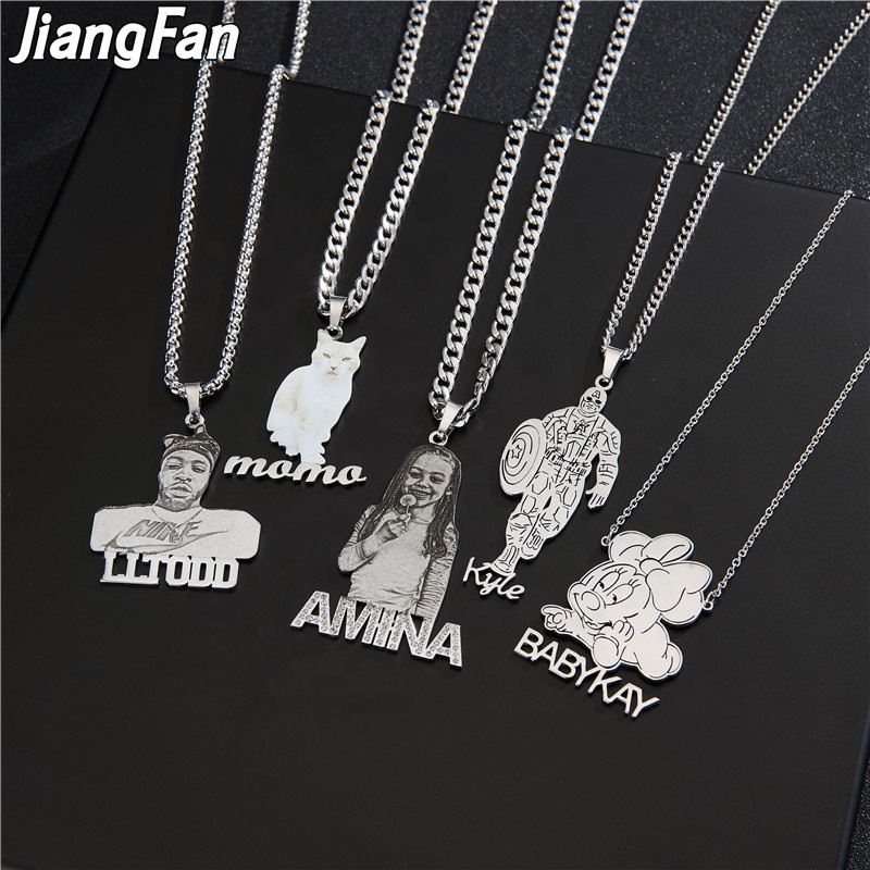 18K Gold Plated Cartoon Custom Name Pendent For Kids Personalized Photo Necklace Hot sale products