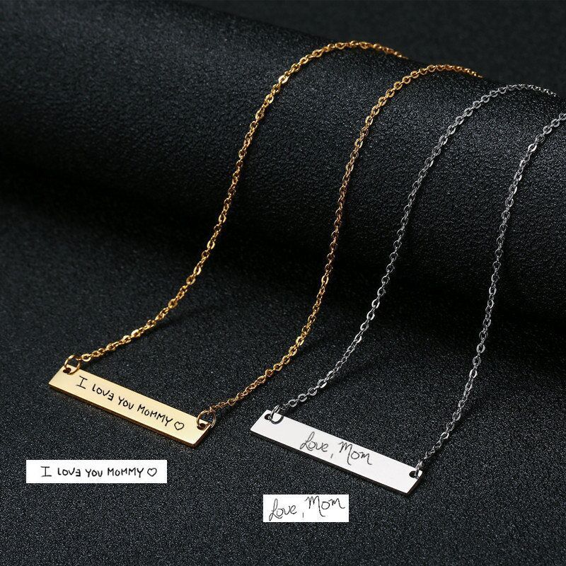 Wholesale Personalized Silver Blank Bar Necklace 18k Gold Plated Custom Engraved Stainless Steel Bar Necklace