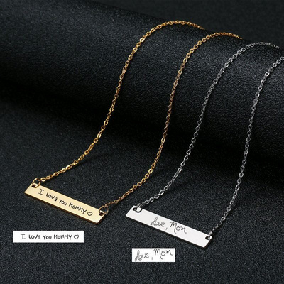 Wholesale Personalized Silver Blank Bar Necklace 18k Gold Plated Custom Engraved Stainless Steel Bar Necklace