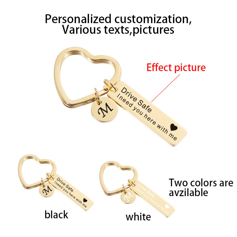 Wholesale Stainless Steel Custom Fashion Key chain Gifts Engraved Inspirational Text Metal Key Chains Couples Other Key Chains