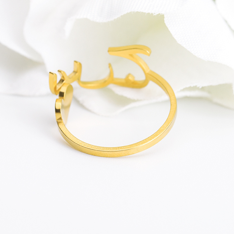 Stainless Steel Custom Name Rings Gold Plated Arabic Letter Rings Personalized