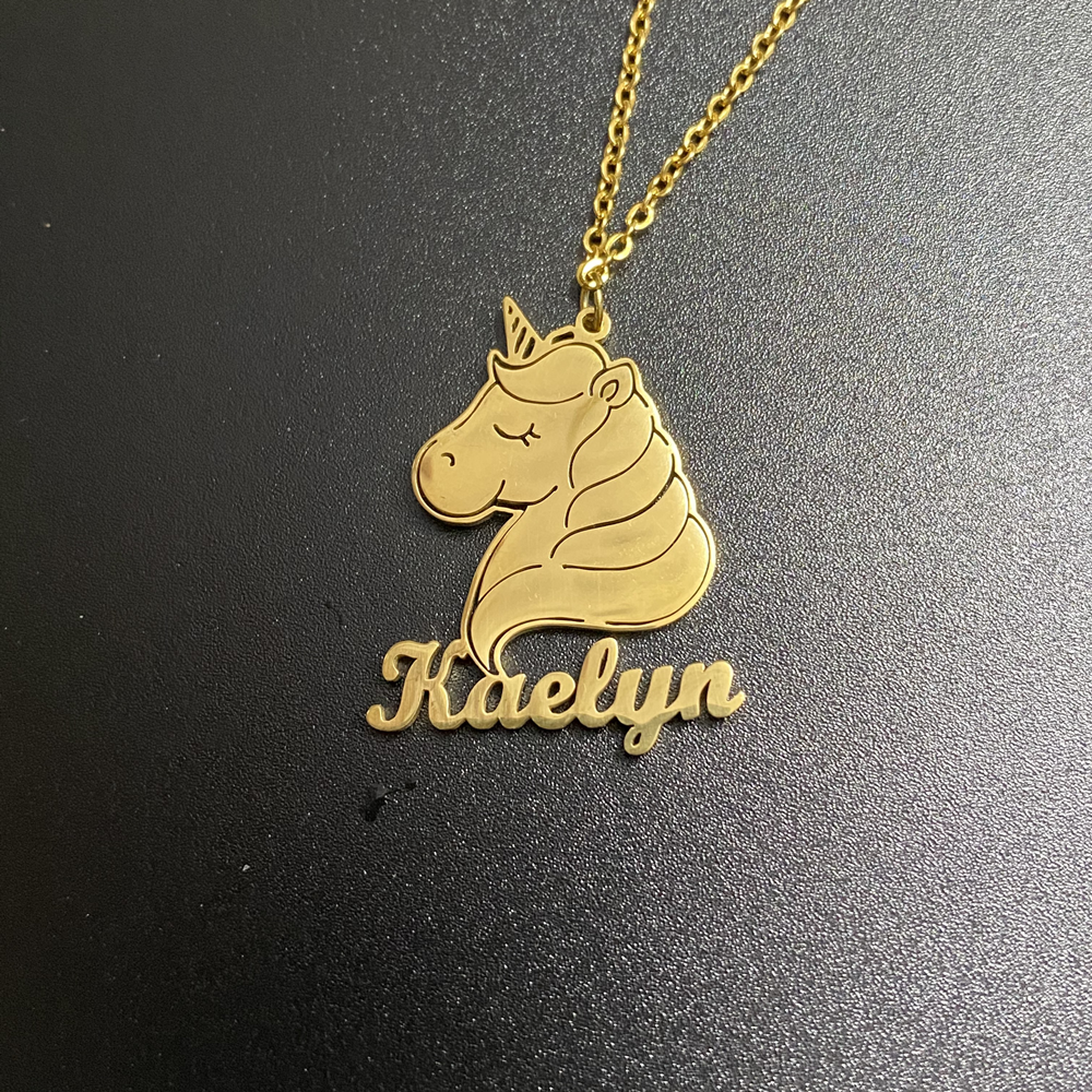 18K Gold Plated Cartoon Custom Name Pendent For Kids Personalized Photo Necklace Hot sale products