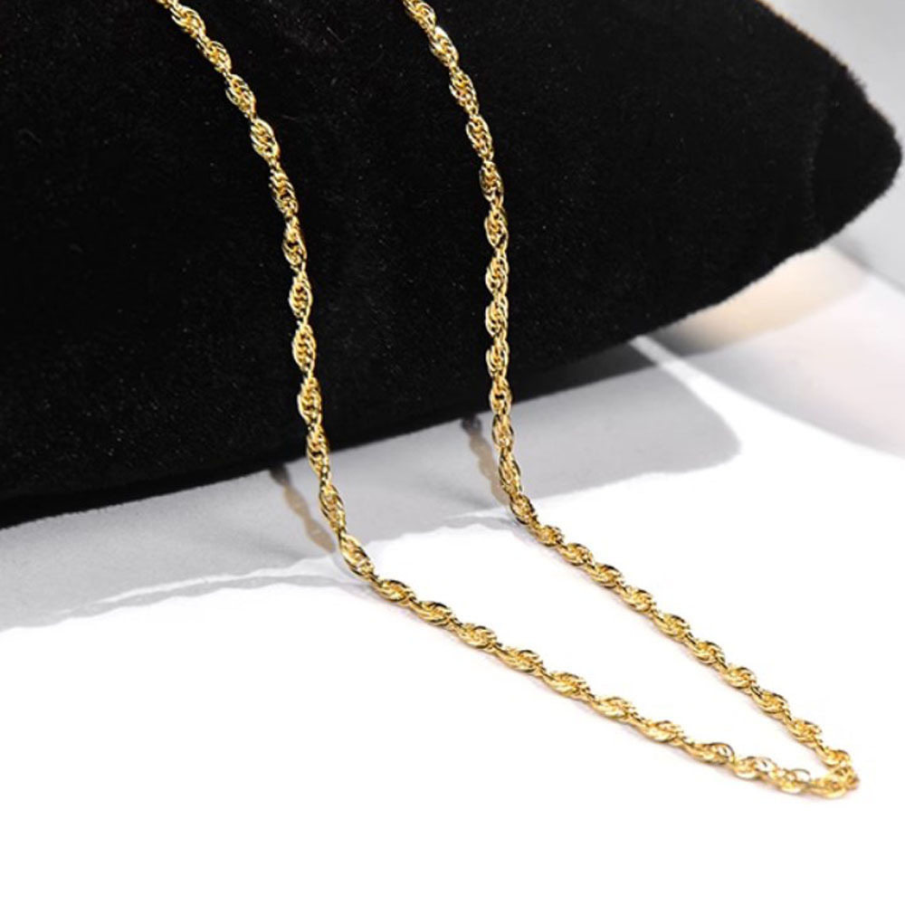 22 Inches 55CM Adjustable 18k Solid Yellow Gold Rope Chains Necklace Fine Jewelry Au750 Genuine Gold Chains Necklace